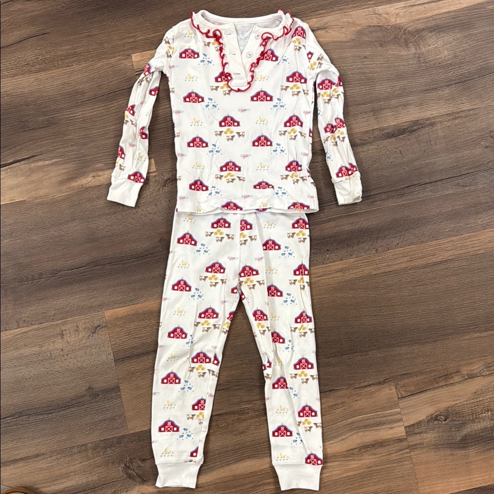 Little English Red Barn/ Farm Ruffle Pajama Set - size 4